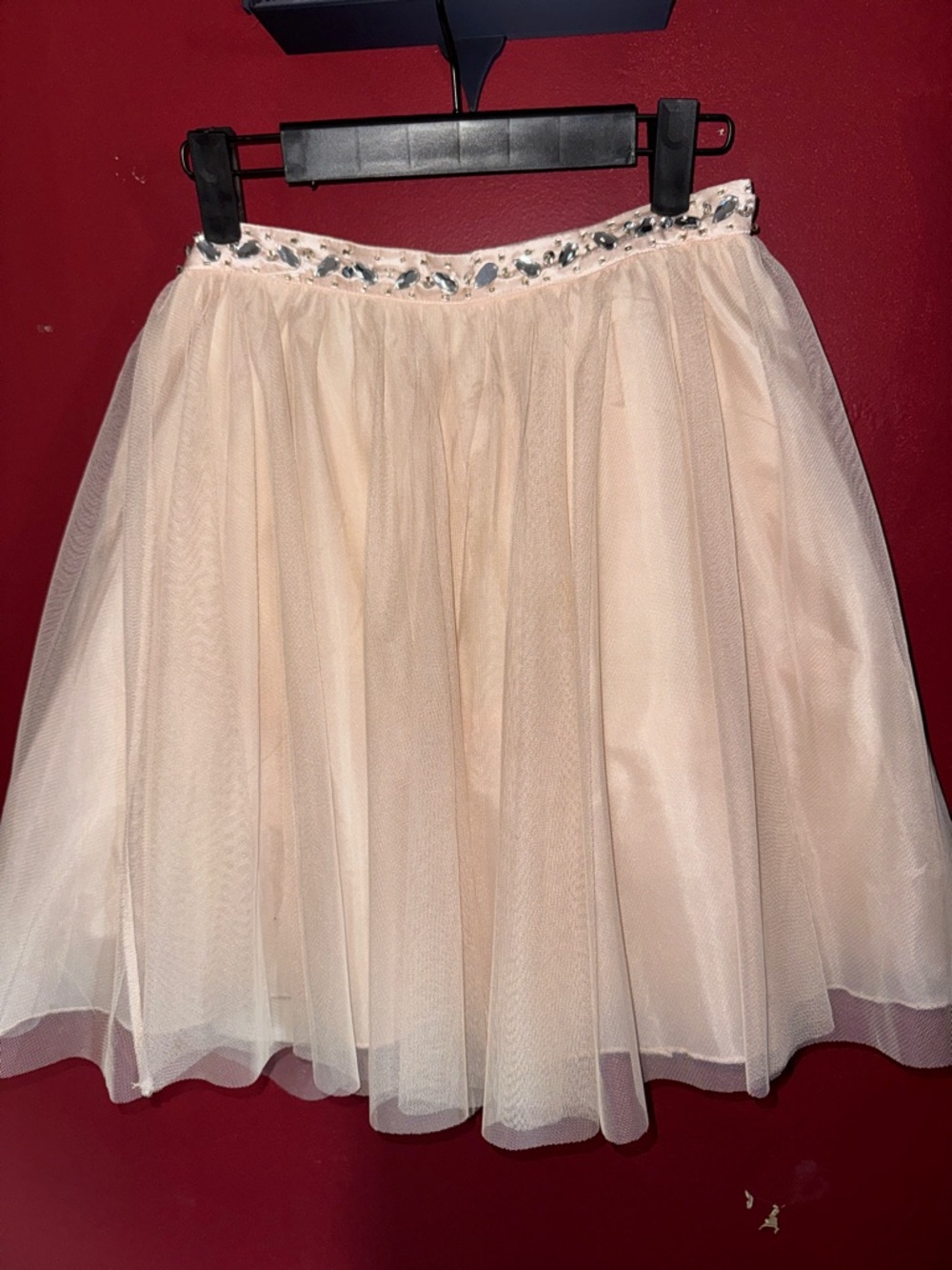 My Michelle Pale Cream Tulle Skirt with Beaded Waist